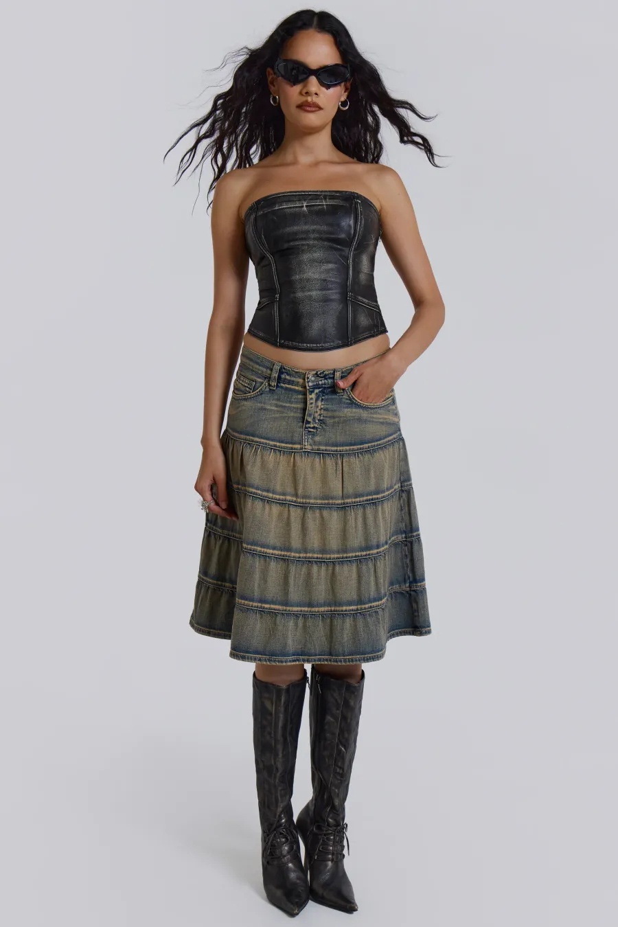 Jaded London Midi Skirts*Kutki Denim Midi Skirt