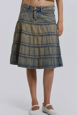Jaded London Midi Skirts*Kutki Denim Midi Skirt