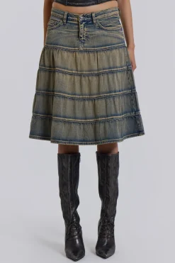 Jaded London Midi Skirts*Kutki Denim Midi Skirt