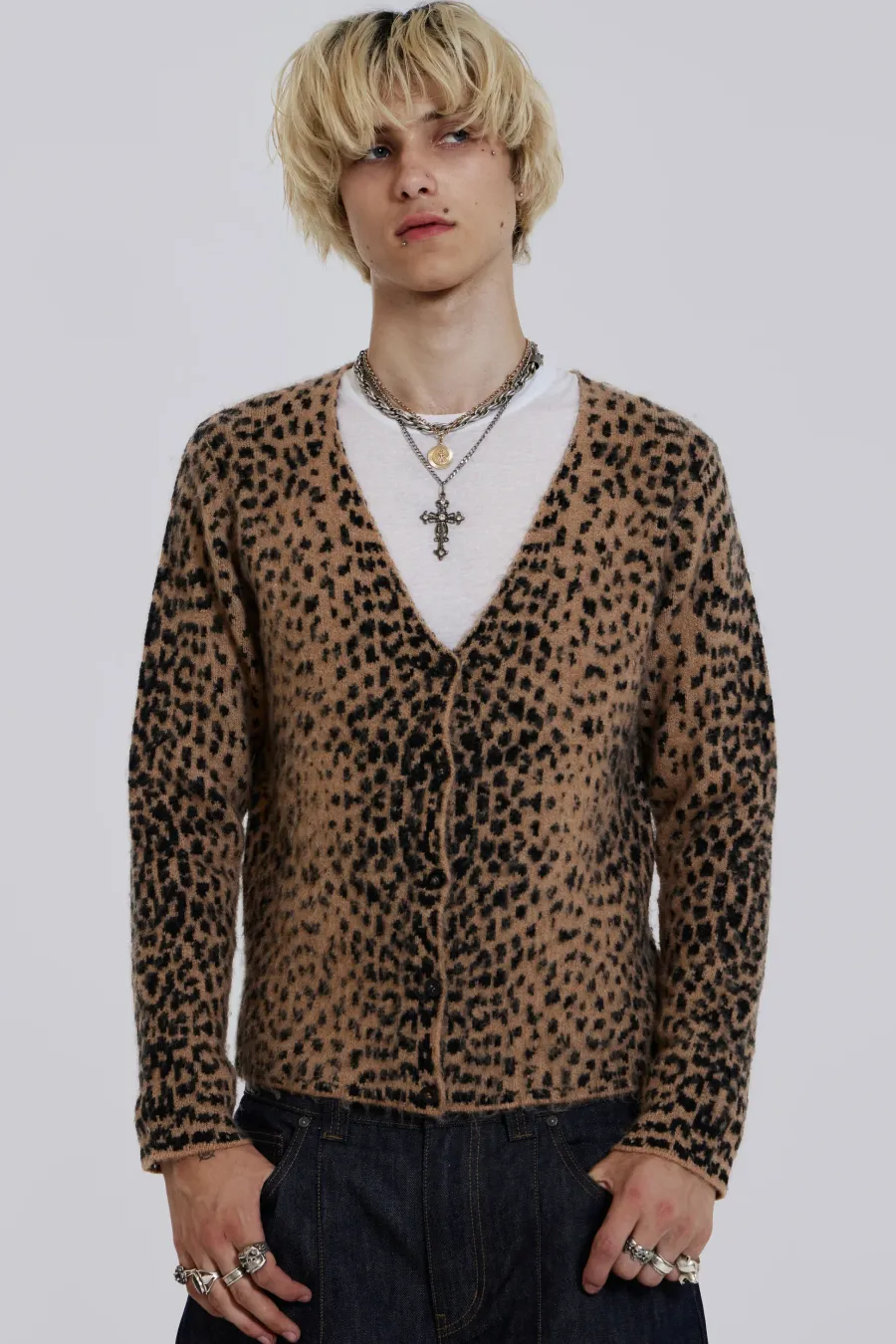 Jaded London Knitwear*Leopard Chuck Cardigan