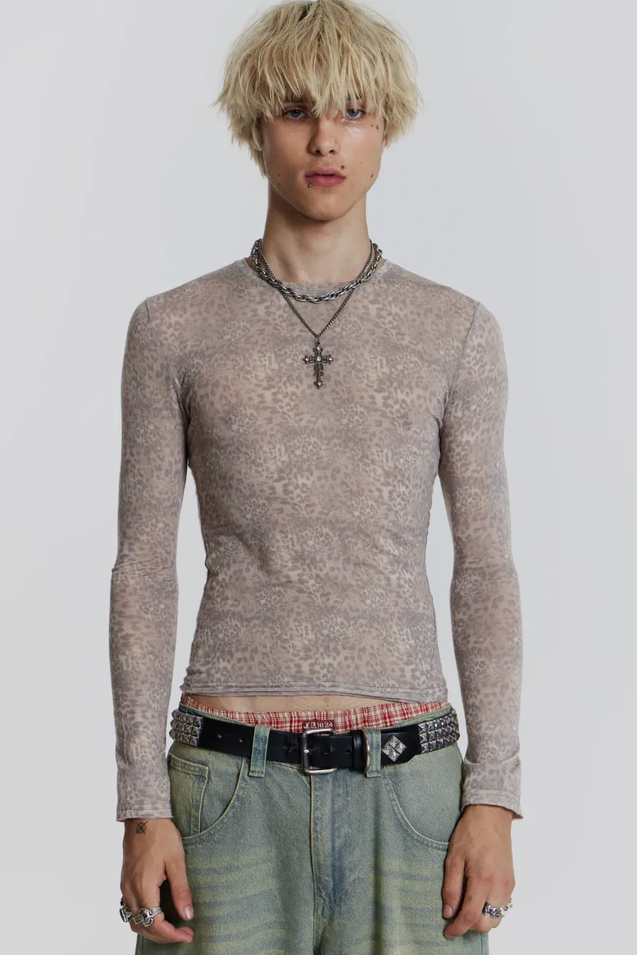 Jaded London T-Shirts*Leopard Mist Long Sleeve