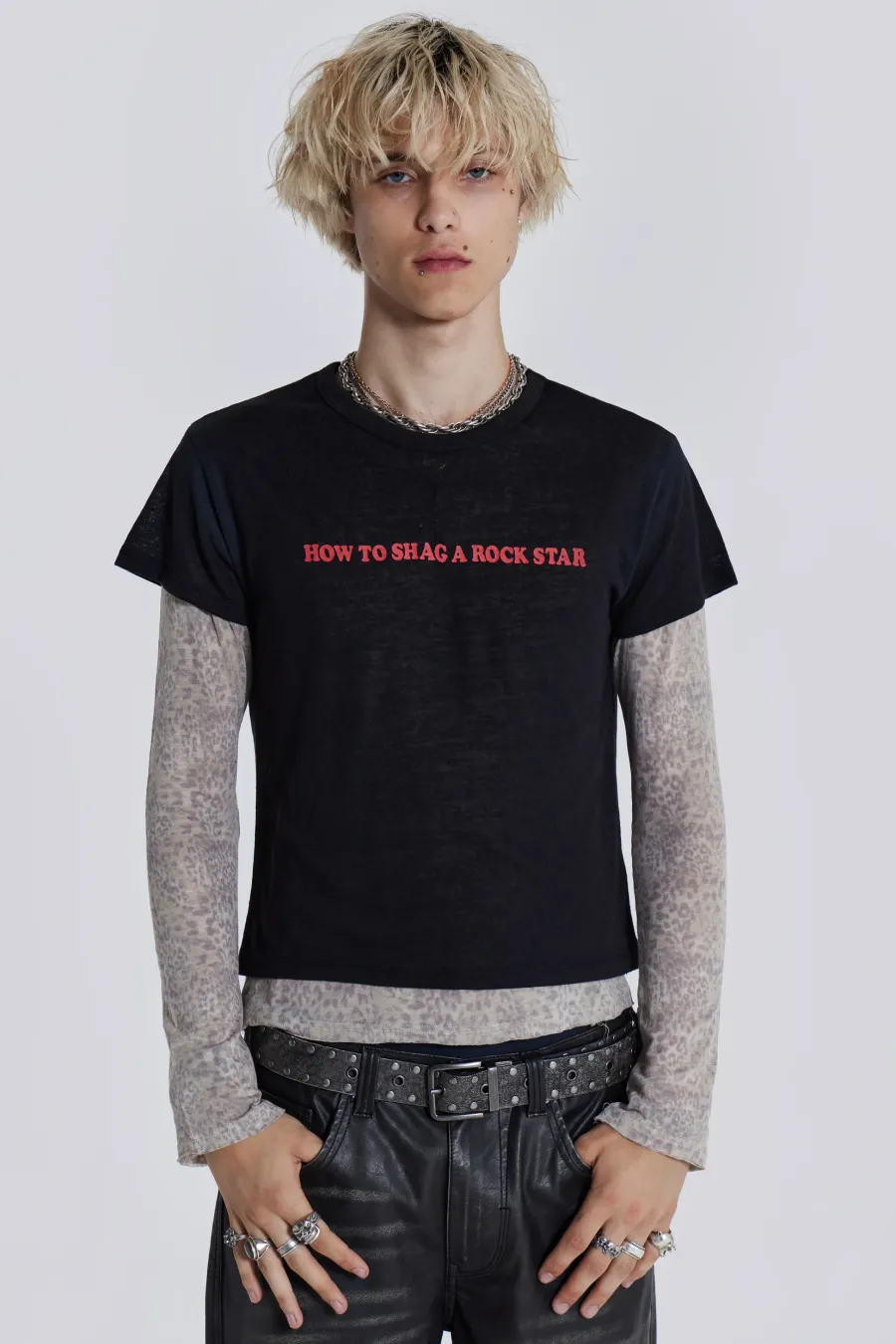 Jaded London T-Shirts*Leopard Mist Long Sleeve