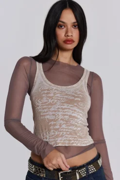 Jaded London Long Sleeve Tops*Lia Top In Taupe