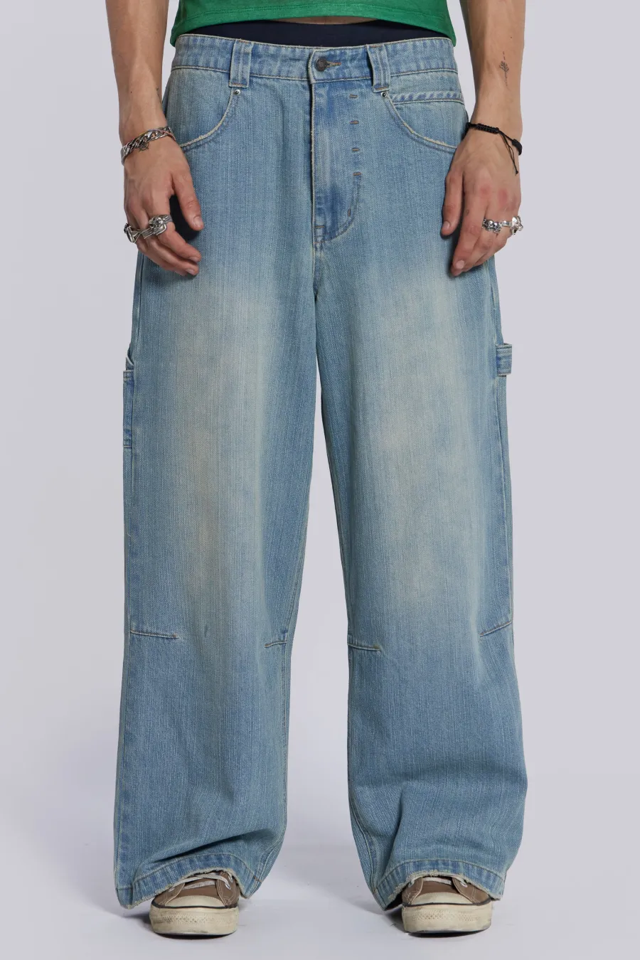 Jaded London Baggy Jeans*Light Wash Colossus Carpenter Jeans