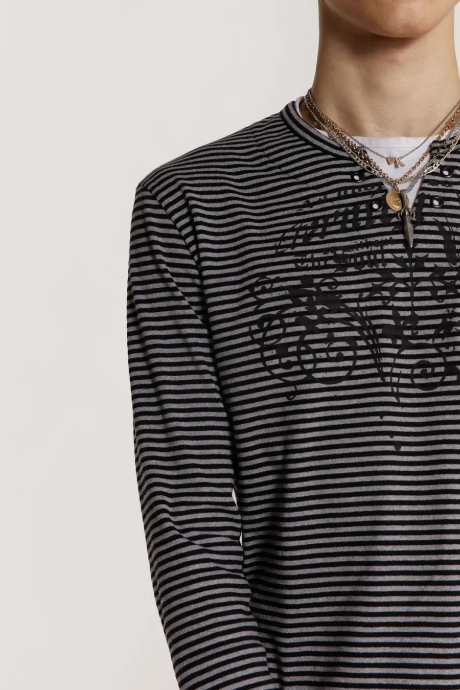 Jaded London T-Shirts*Lithium Stripe Layered Long Sleeve