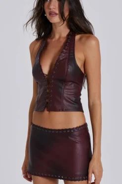 Jaded London *Lynx Faux Leather Corset Top