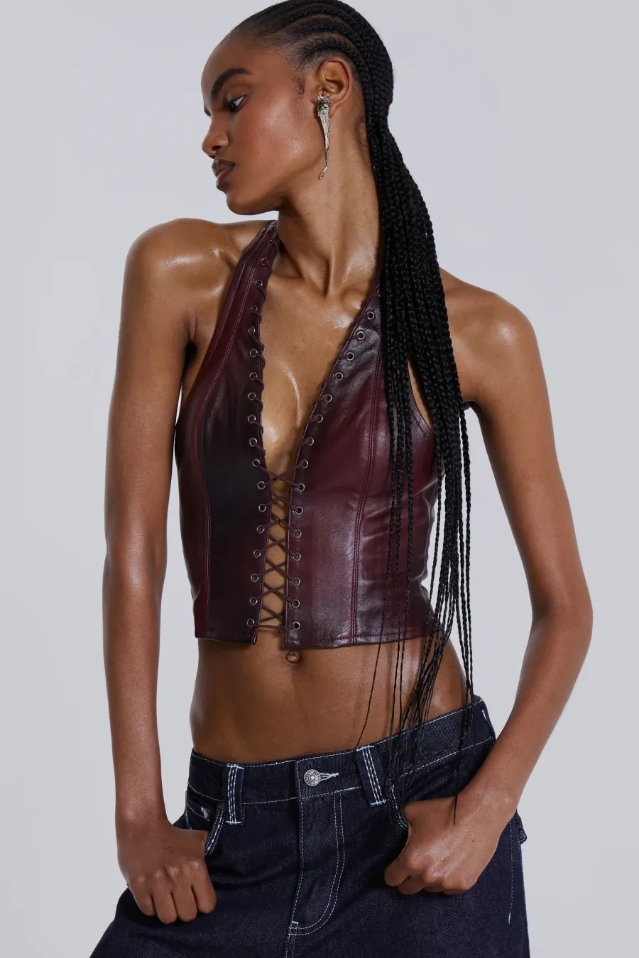Jaded London *Lynx Faux Leather Corset Top