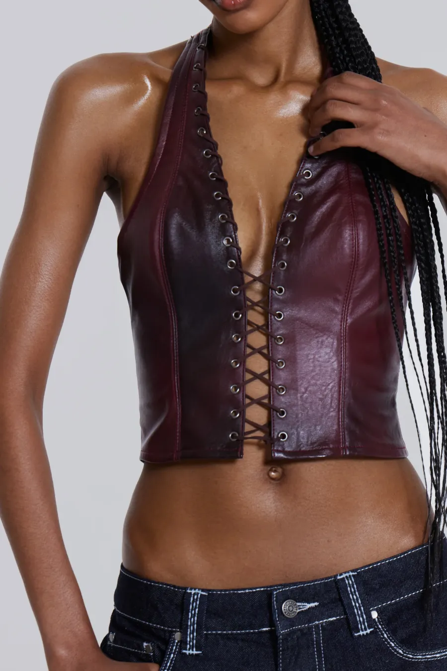 Jaded London *Lynx Faux Leather Corset Top