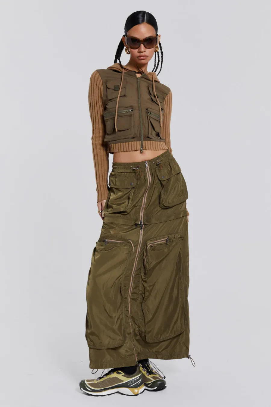 Jaded London Maxi Skirts*Madison 2 In 1 Cargo Maxi Skirt