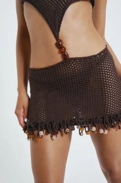 Jaded London Beach Dress*Magma Crochet Plunge Mini Dress