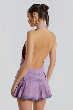 Jaded London Mini Dresses*Malibu Plunge Denim Mini Dress