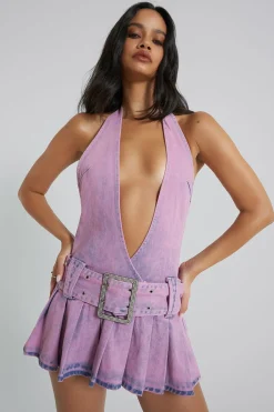 Jaded London Mini Dresses*Malibu Plunge Denim Mini Dress