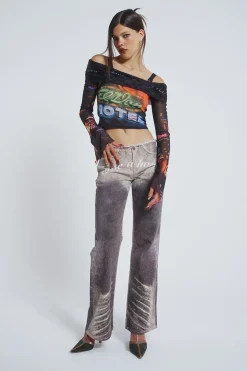 Jaded London Long Sleeve Tops*Meet At The Motel Mesh Detachable Top