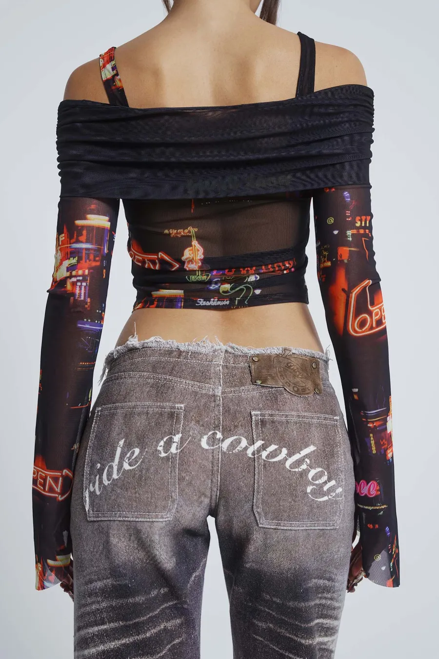 Jaded London Long Sleeve Tops*Meet At The Motel Mesh Detachable Top