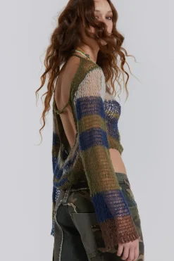 Jaded London Knitwear*Mercer Knit In Green& Blue
