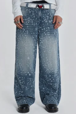 Jaded London Colossus Jeans*Mid Blue Shredded Colossus Jeans