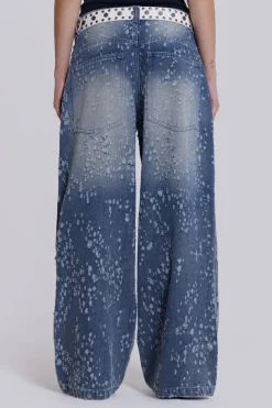 Jaded London Jeans*Mid Blue Shredded Colossus Jeans