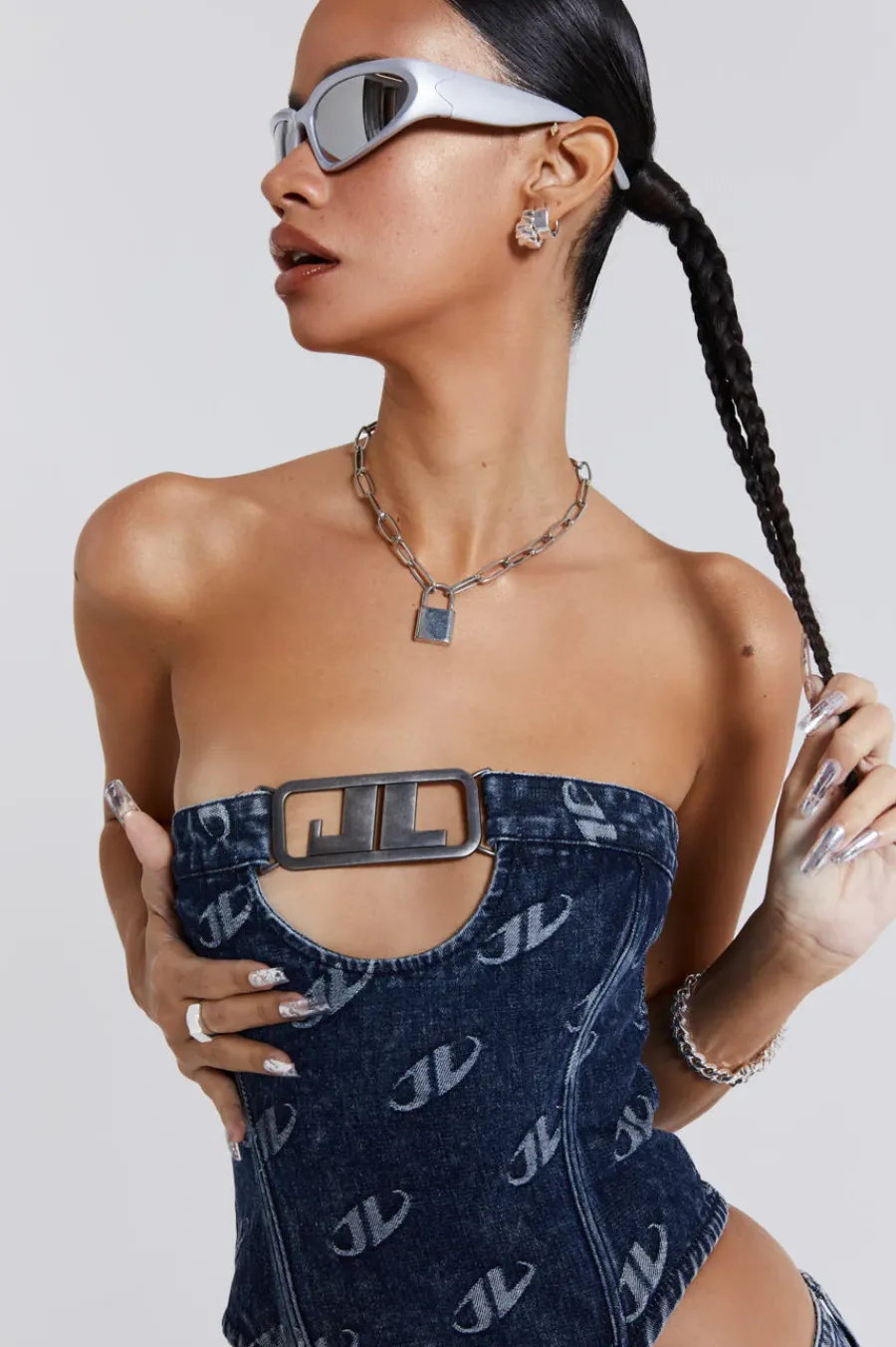 Jaded London *Monogram Strapless Corset Top