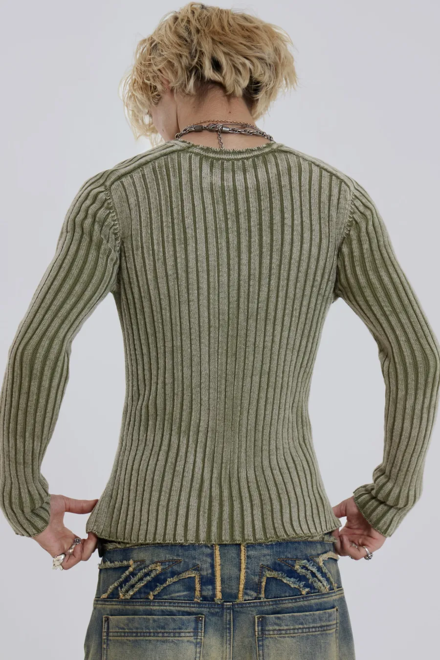 Jaded London Knitwear*Moss Green Vault Knit