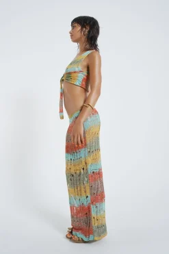 Jaded London Beach Skirts*Odette Striped Laddered Knit Maxi Skirt