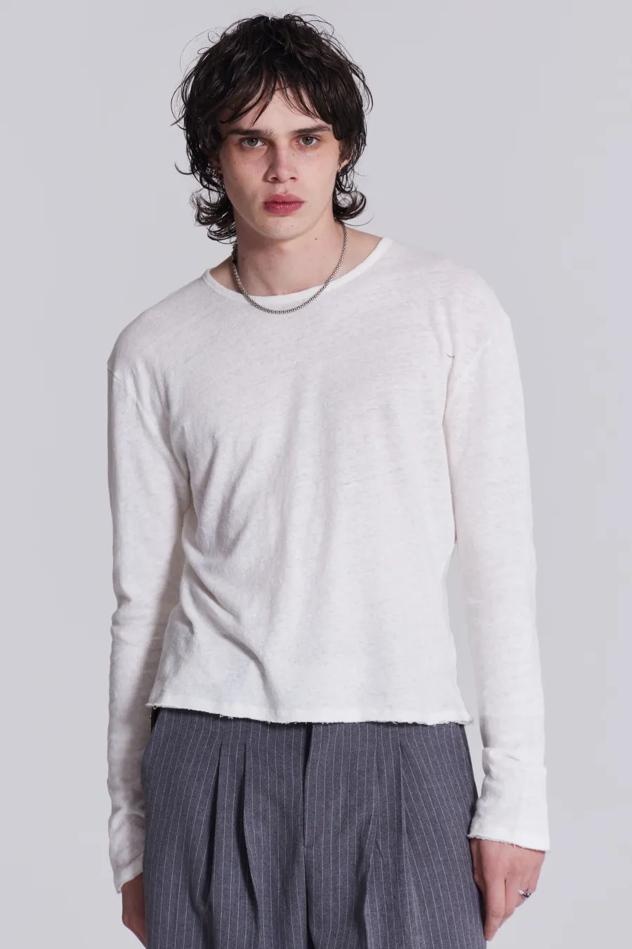 Jaded London T-Shirts*Off White Slub Long Sleeve
