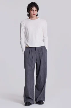 Jaded London T-Shirts*Off White Slub Long Sleeve