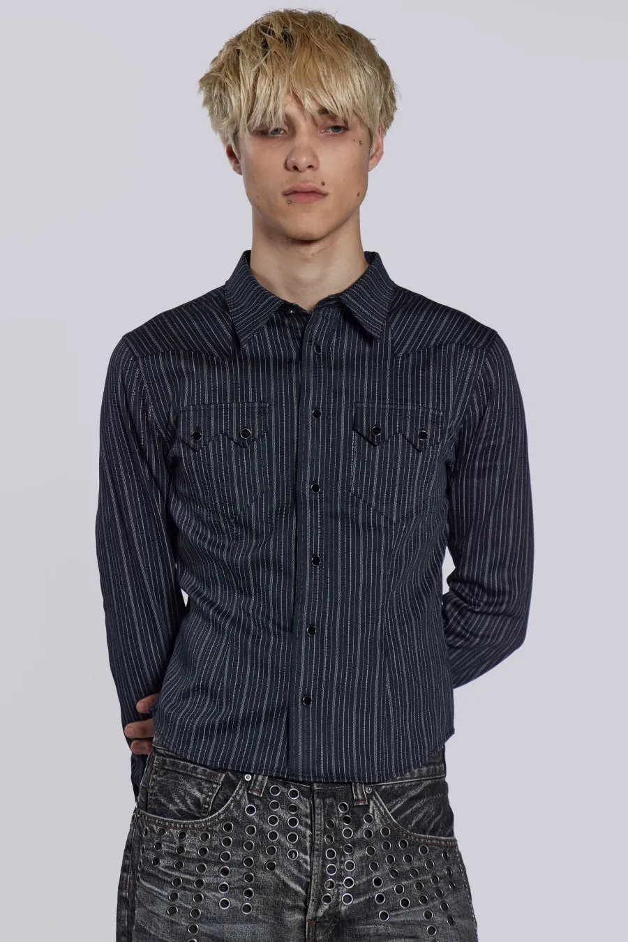 Jaded London Shirts*Pinstripe Bronco Shirt