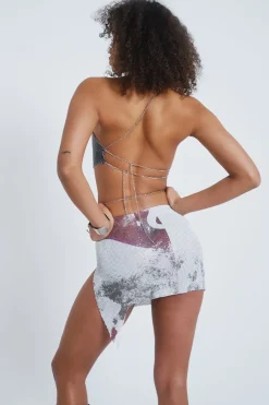 Jaded London *Printed Chain Mail Wrap Mini Skirt