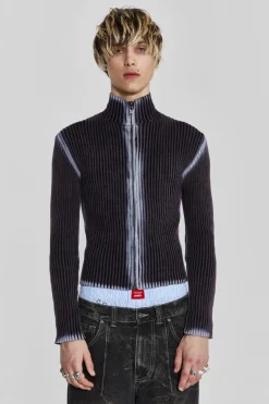 Jaded London Knitwear*Purple Acid Lucid Knit Track Top