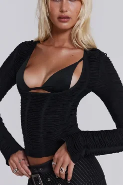 Jaded London Knitwear*Rain Long Sleeve Top With Bralette