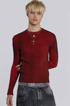 Jaded London Knitwear*Red Scrape Knit