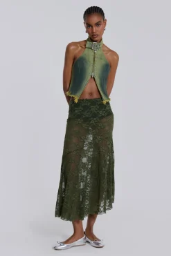 Jaded London New In Beach & Swimwear*Rhea Khaki Lace Midi Skirt