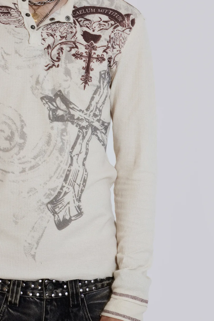 Jaded London T-Shirts*Sanctified Waffle Henley