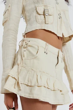 Jaded London *Santal Linen Cargo Mini Skirt