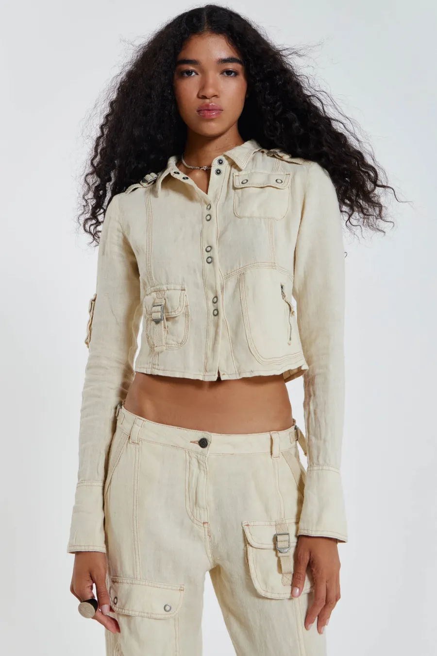 Jaded London *Santal Linen Cargo Shirt