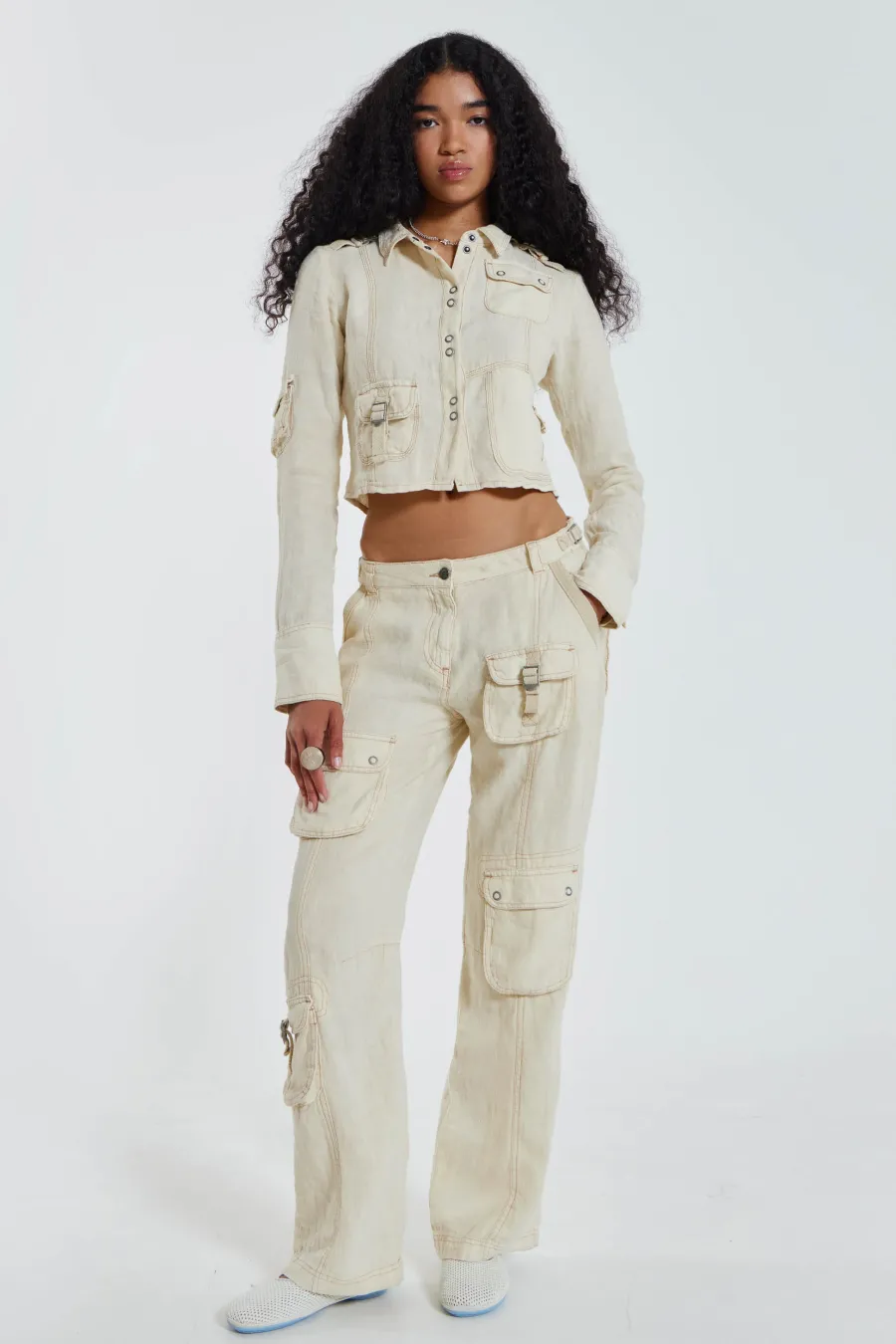 Jaded London *Santal Linen Cargo Shirt