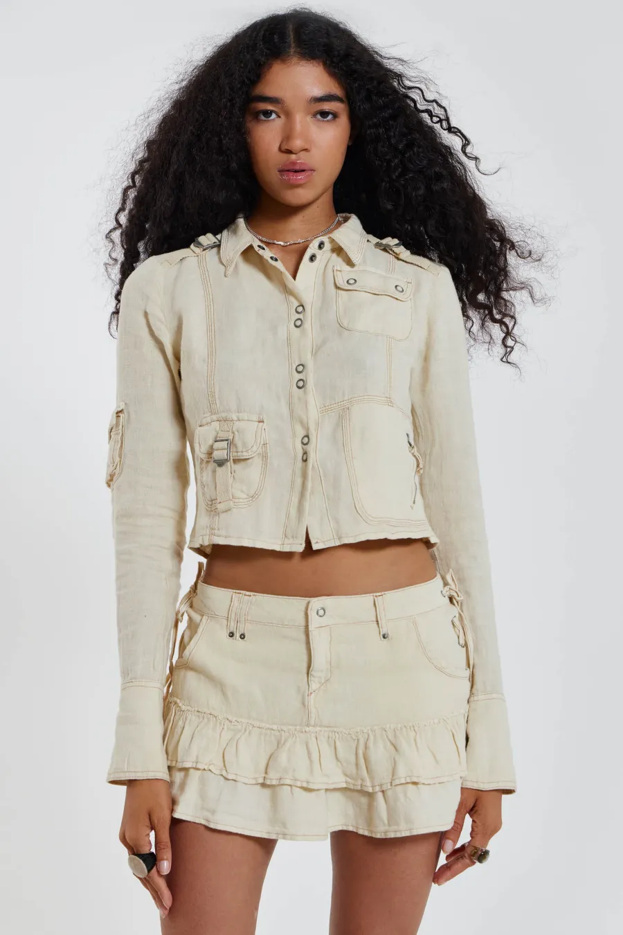 Jaded London *Santal Linen Cargo Shirt