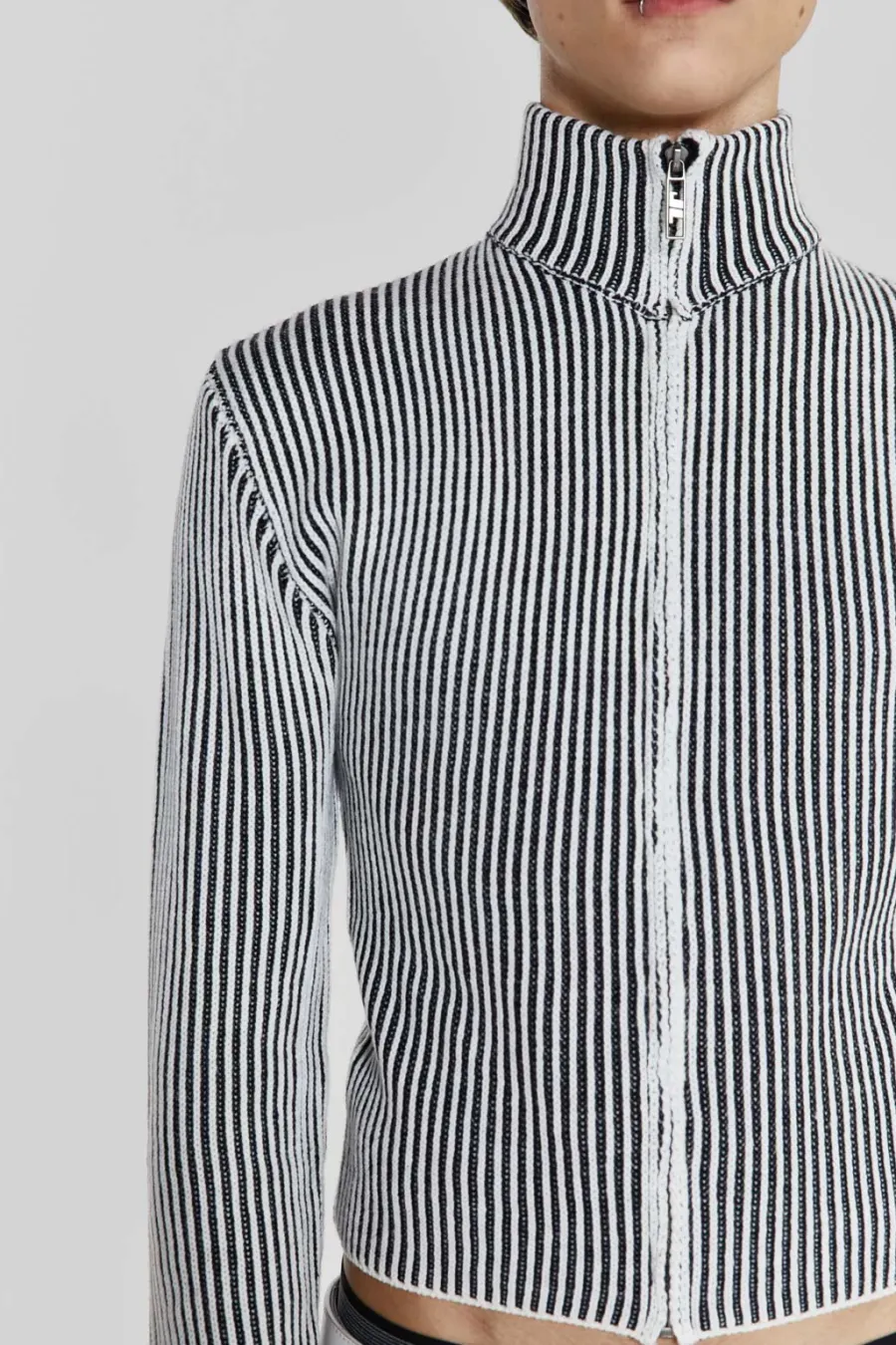 Jaded London Knitwear*Shadow White Lucid Knit Track Top