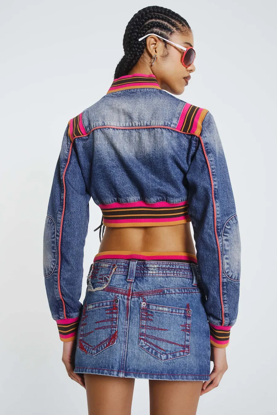 Jaded London *Sherbet Denim Side Pleat Mini Skirt