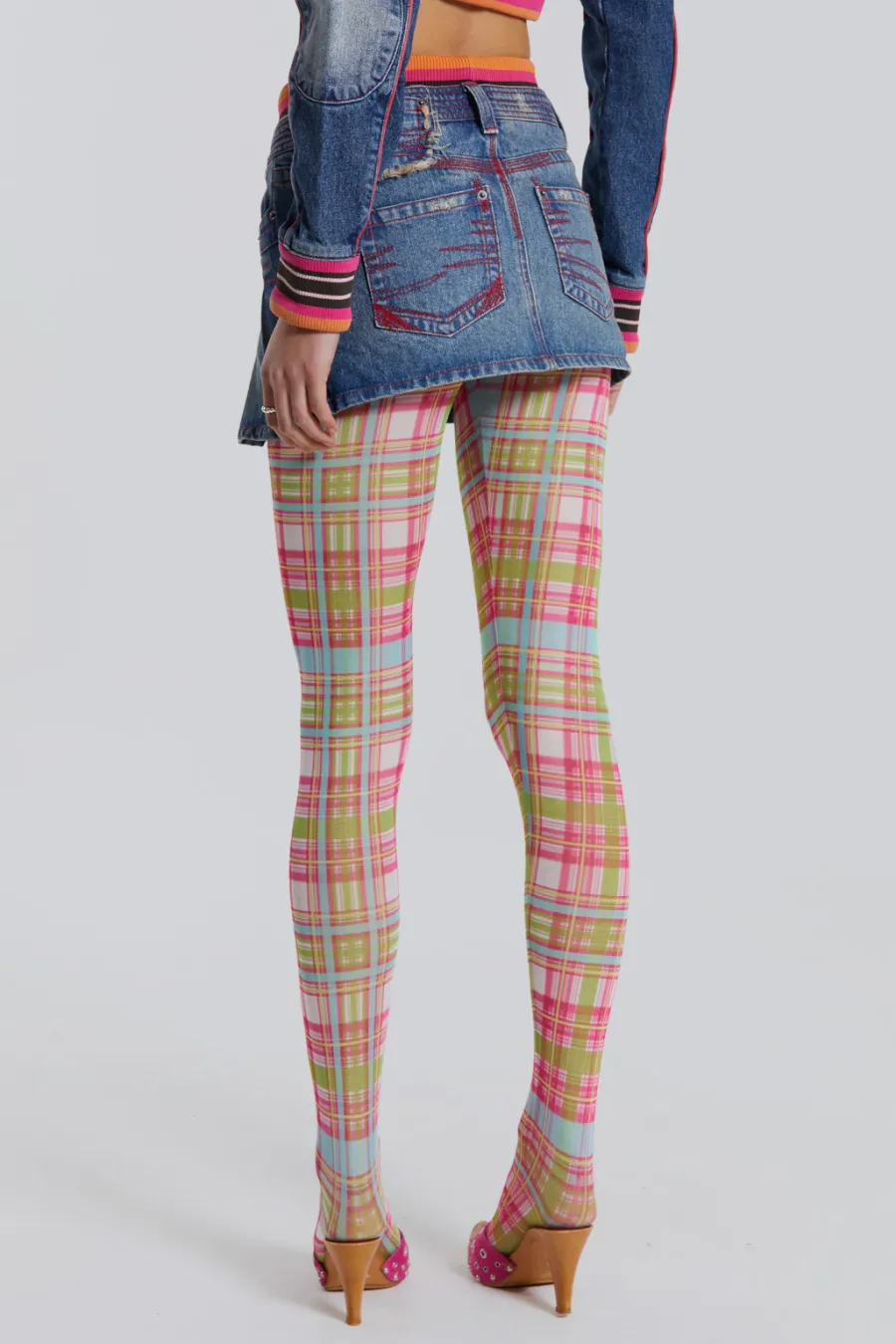 Jaded London *Sherbet Denim Side Pleat Mini Skirt