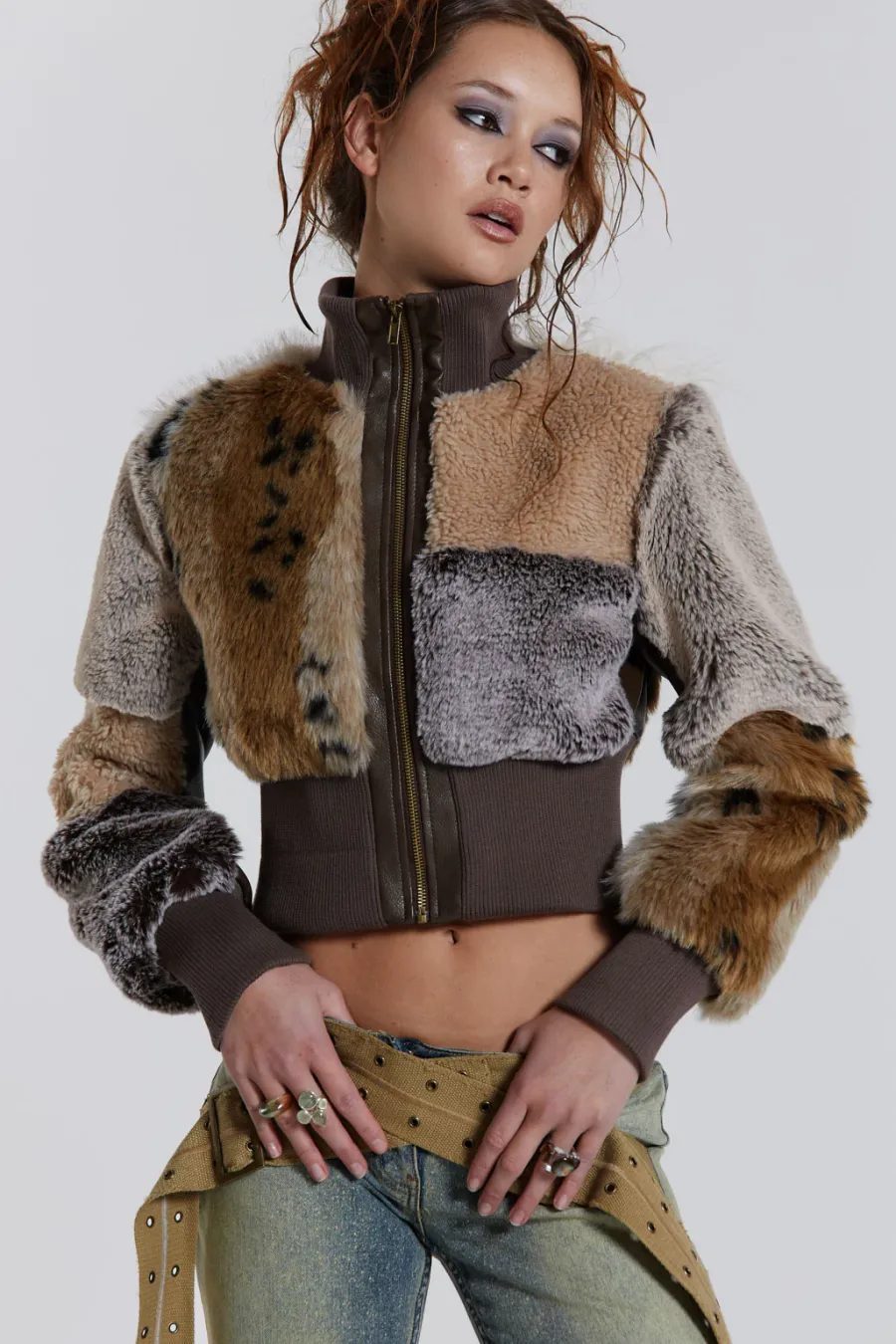 Jaded London Knitwear*Soho Faux Fur Bomber Jacket