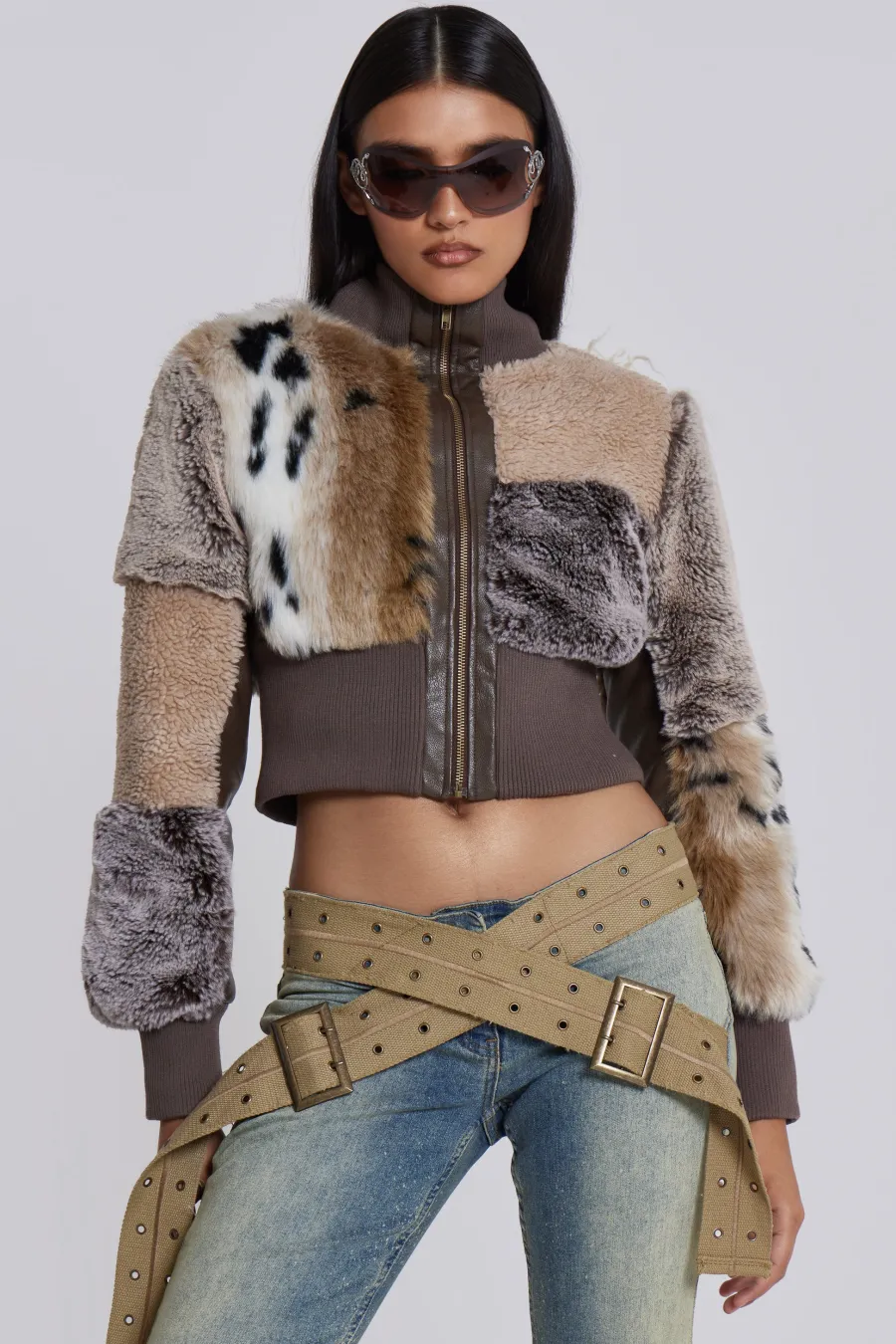 Jaded London Knitwear*Soho Faux Fur Bomber Jacket