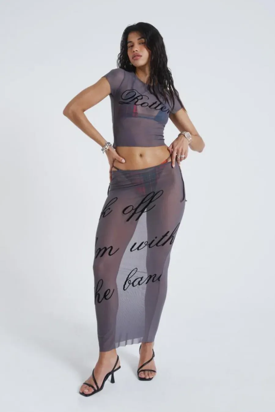 Jaded London Maxi Skirts*Spoiled Rotten Mesh Maxi Skirt
