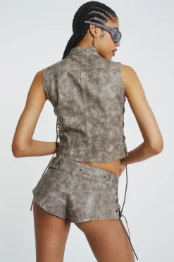 Jaded London *Steel Lace Up Sleeveless Vest