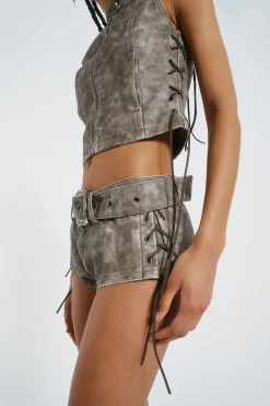 Jaded London *Steel Lace Up Sleeveless Vest