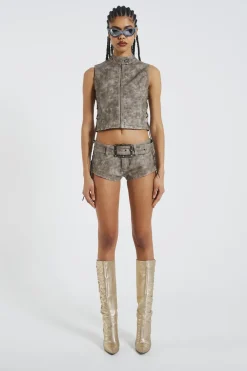 Jaded London *Steel Lace Up Sleeveless Vest