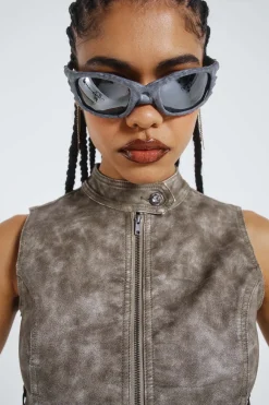 Jaded London *Steel Lace Up Sleeveless Vest