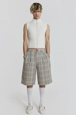 Jaded London Jorts & Shorts*Stone Check Fairway Shorts