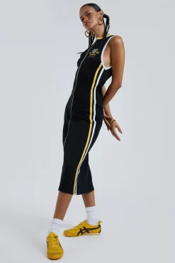 Jaded London Midi Dresses*Stripped Sleeveless Midi Dress With Zip Detail