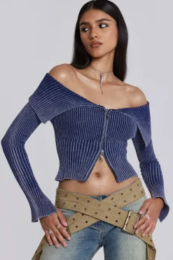 Jaded London Knitwear*Tribeca Ribbed Off The Shoulder Knit